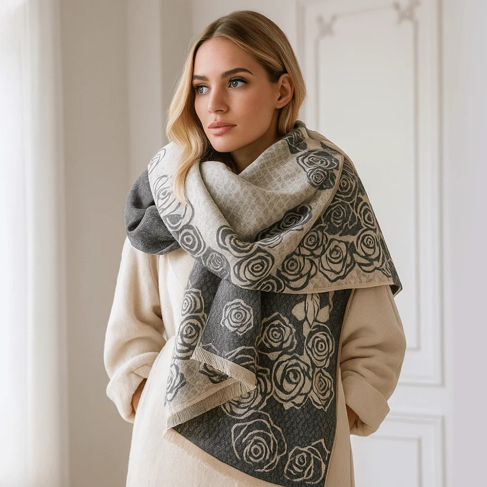 

Уютный роскошный шарф из искусственного кашемира, теплая мягкая шаль с бахромой, ветрозащитная толстая зимняя шаль из пашмины для женщин