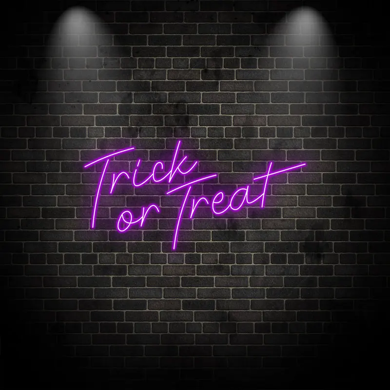 Trick or Treat Neon Light Sign, Spooky Halloween Decoration, Perfect for Party, Home Decor and Creating a Fun Holiday Atmosphere