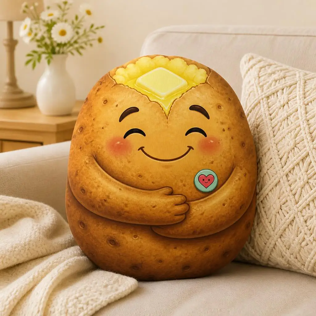 Emotional Support Potato Plush Pillow Cute Comfort Food Character Cushion Irregular Stuffed Throw Pillow Sofa Decor Gift