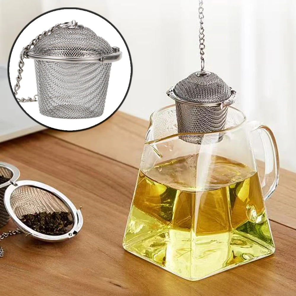 Stainless Steel Mesh Herbal Ball Reusable Tea Spice Strainer Teakettle Locking Tea Filter Seasoning Ball