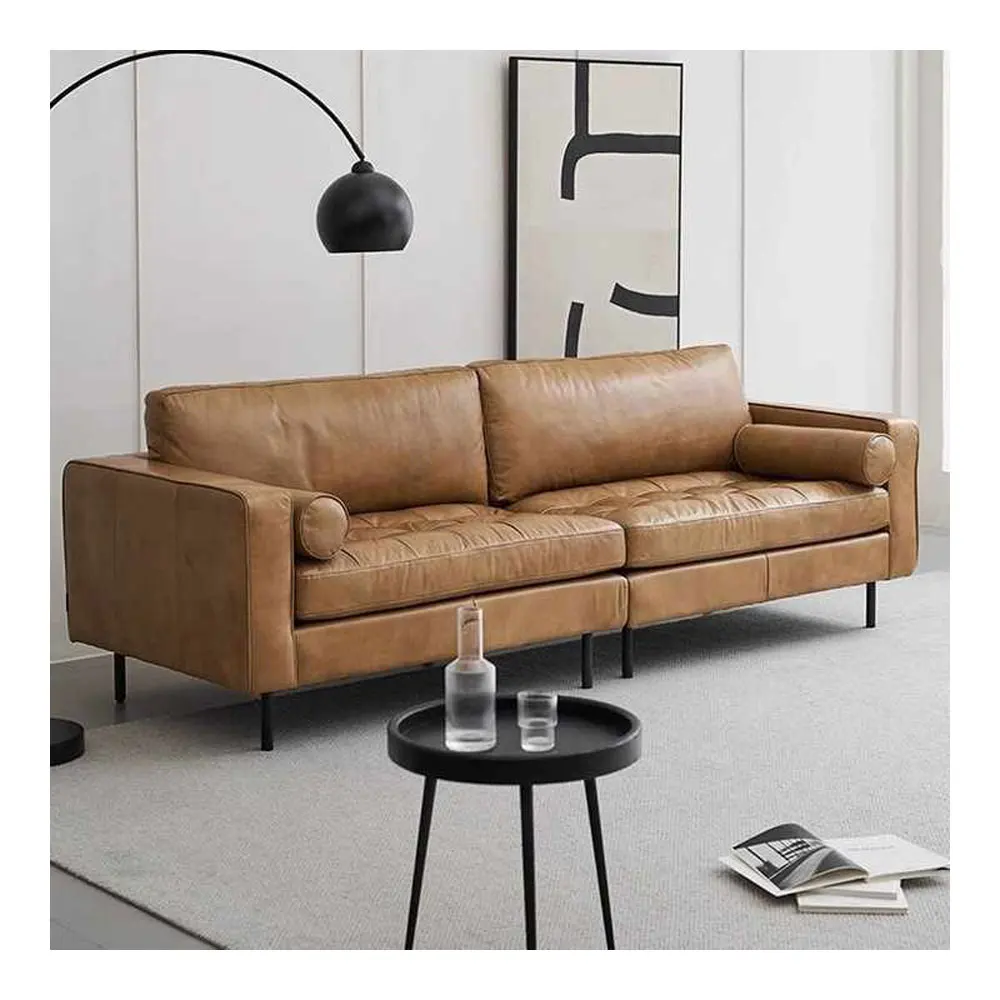 

Retro Style Leather Luxury Sofa Mid-ancient Home Furniture First Layer Cowhide Living Room Sofas