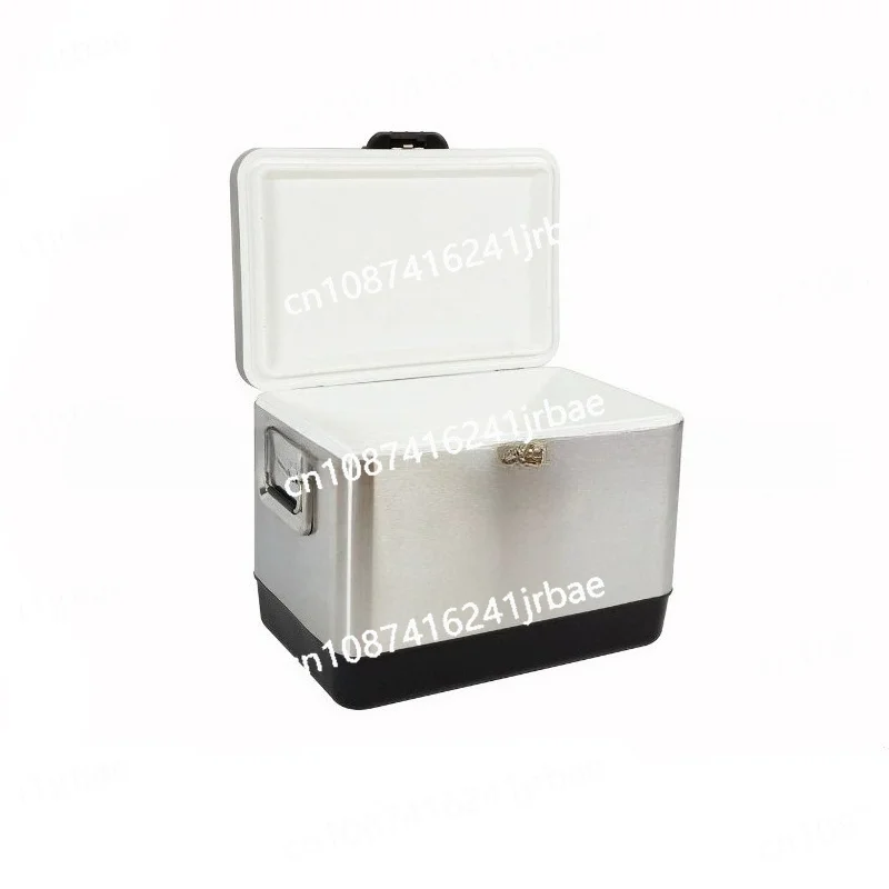 50L stainless steel insulated box, outdoor ice bucket, camping cold preservation, fishing box, portable for the wild