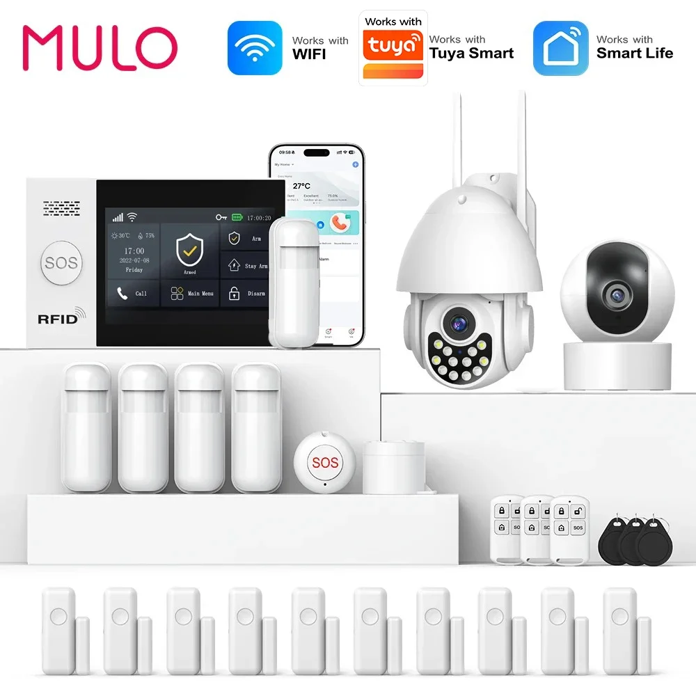 PGST 4G GSM WIFI Smart Home Security Alarm System Works With Smart Life APP Wireless Burglar Alarm Kit Alexa 433MHz Sensor