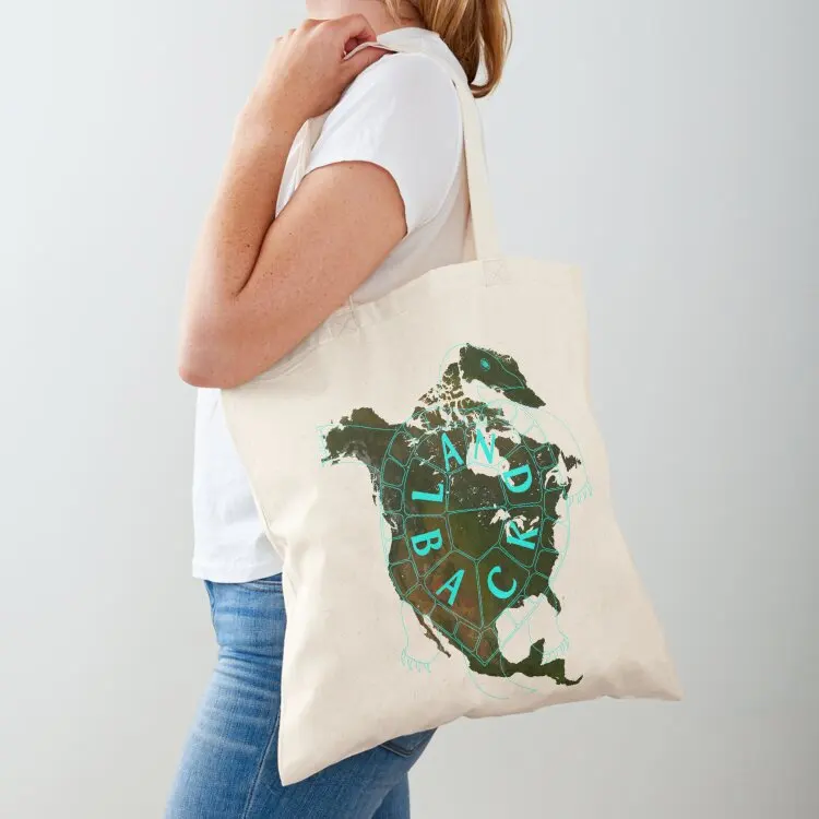 

Land Back Turtle Island Tote Bag Women's handbag large tote bag reusable grocery bags Shopper