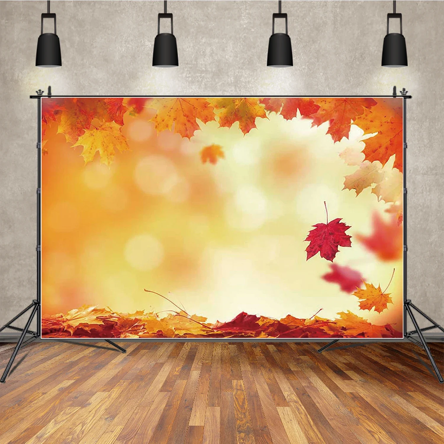 

MOON.QG Golden Autumn Backdrops for Photography Maple Leaves Fall Bokeh Photo Background Party Supplies Decoration Child Wall