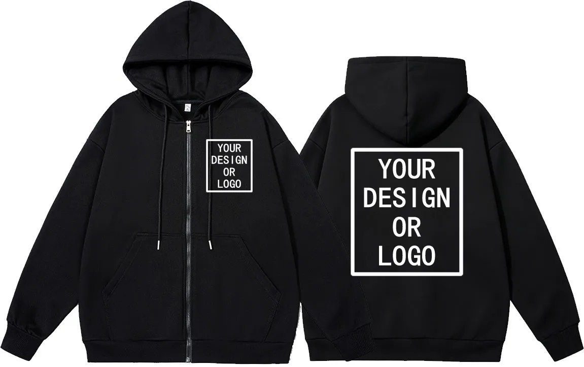 Custom Your Own Design Brand Logo/Picture Personalized Custom Men Women DIY Zipper Hoodies Sweatshirt Casual Hoody New Pullover