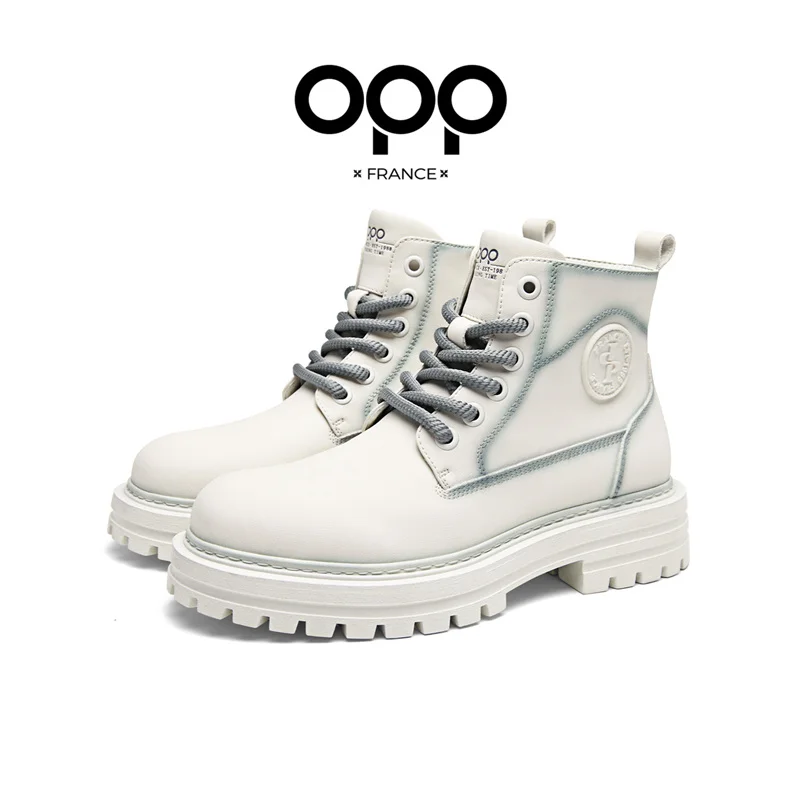 OPP Men High Top Cow Shoes Leather Men's marti boots winter Ankle Boots For Men Hook&loop Shoes Motorcycle Boots Tactic - view 5