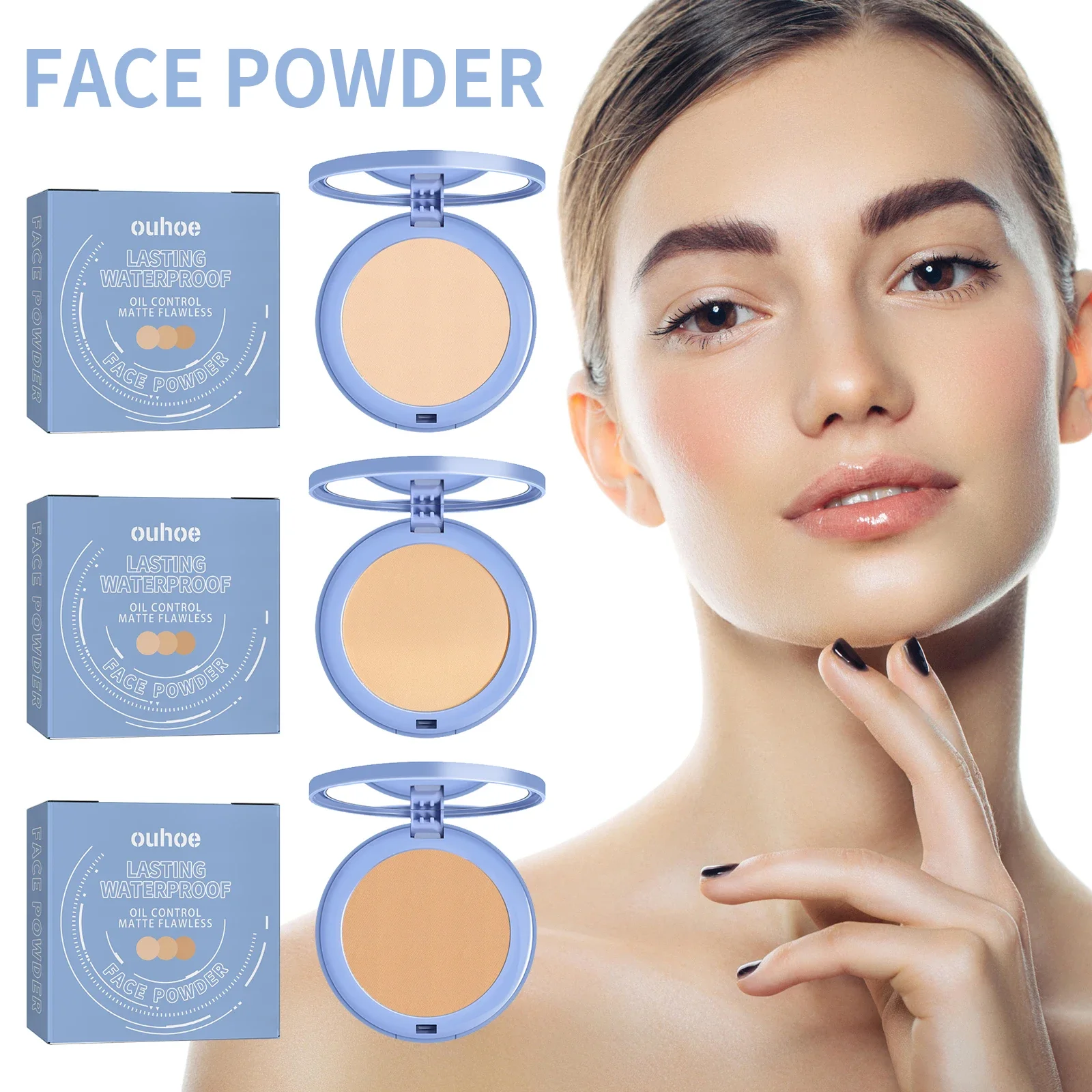 

SACE LADY Matte Finished Makeup Pressed Powder Waterproof Oil Control Concealer Full Coverage Lasting Brighten Skin Tone Makeup
