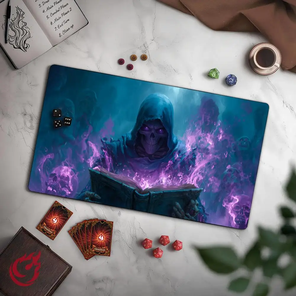 

Mysterious Skeleton Mage MTG Playmat Magic Card Mat with Stitched Edge Non-Slip Durable Tabletop playmat Board Game Mat for TCG