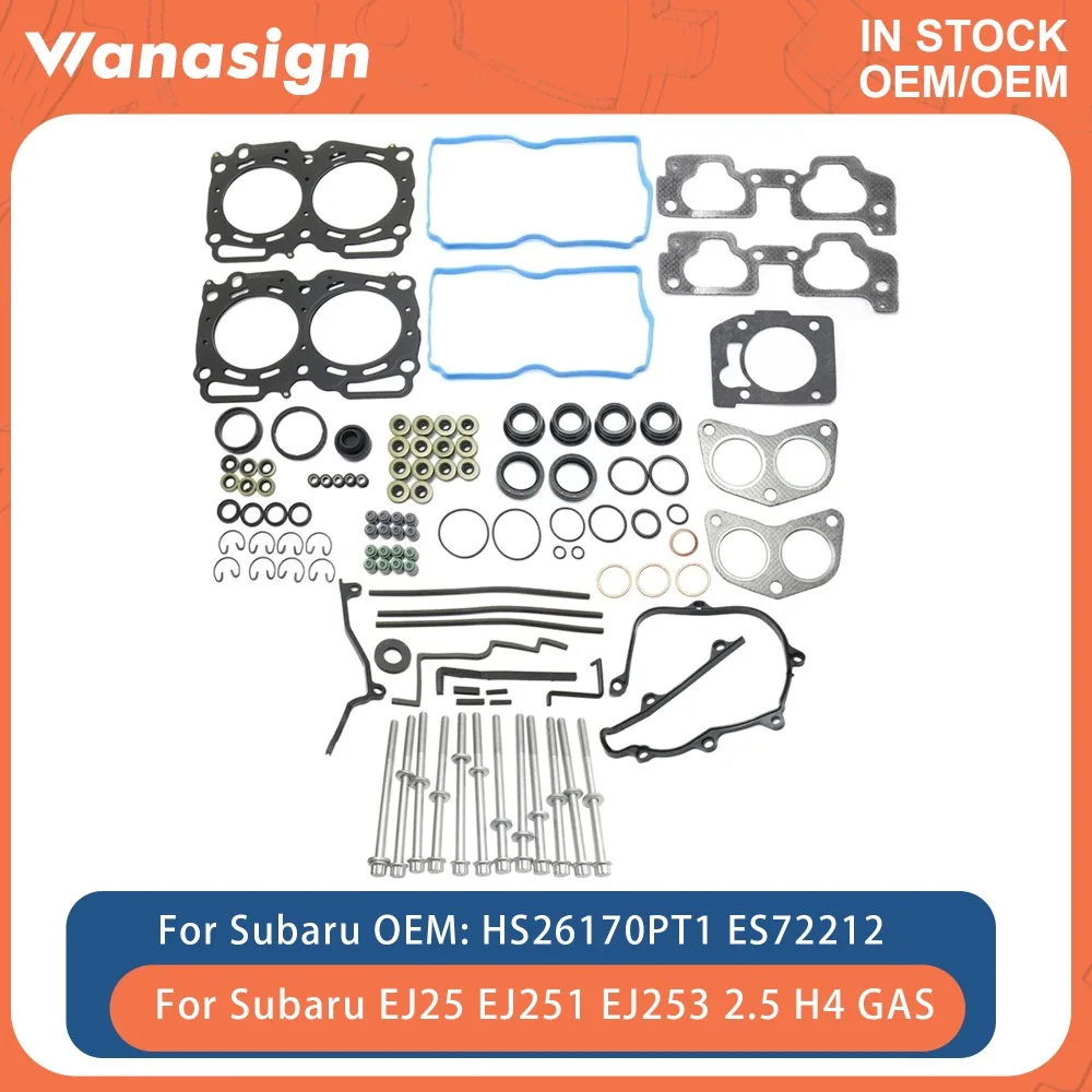 

Полный комплект прокладок двигателя, болты головки, подходят 2,5 л для Subaru Forester Baja Legacy Impreza Outback EJ25 EJ251 EJ253 2.5L 2458CC H4 GAS
