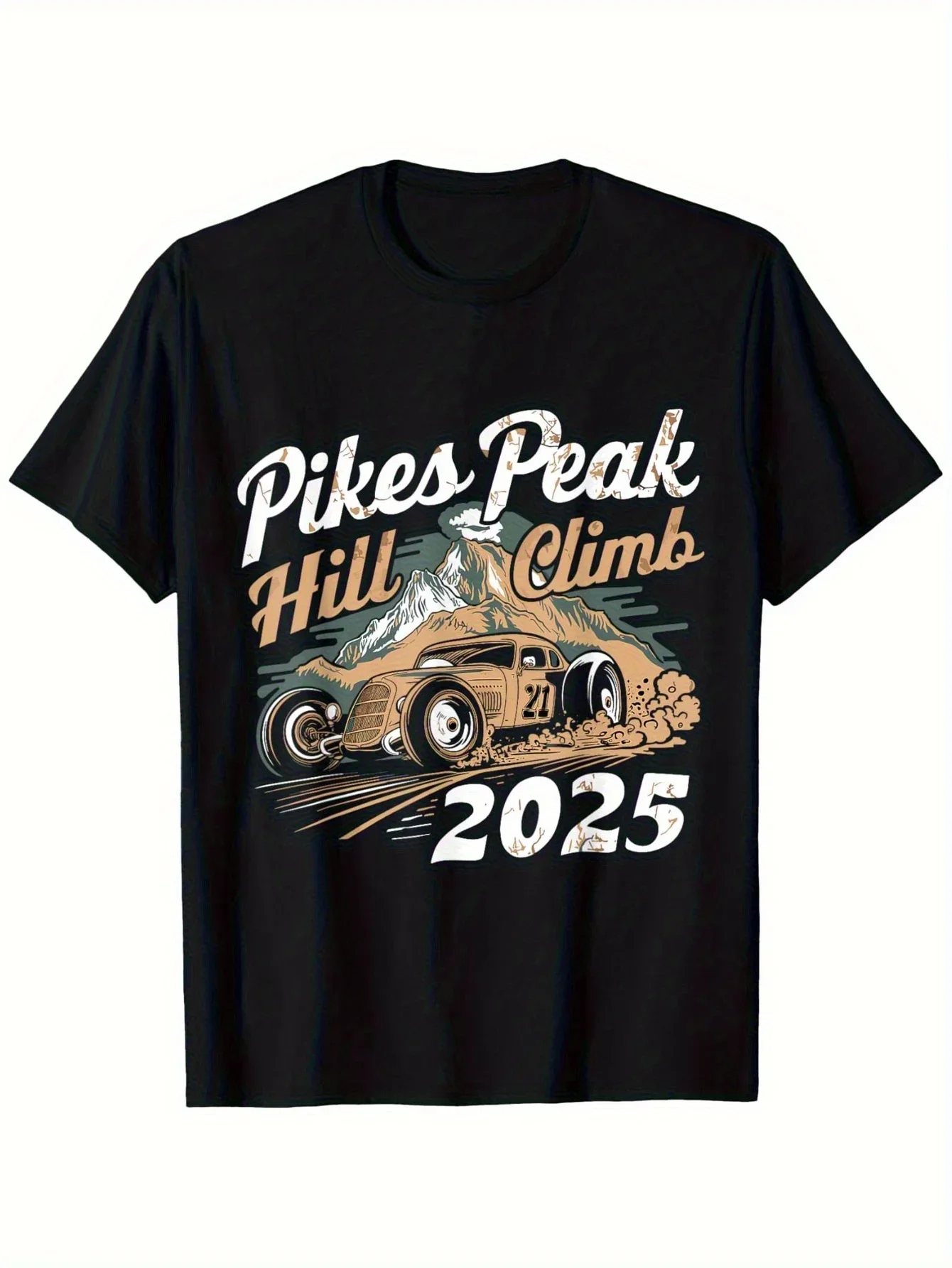 Nueva Camiseta Retro de la Carrera Pikes Peak Climb 2025, Estilo Colorado Racing USA, Cuello Redondo, Manga Corta, Informal, para Hombre