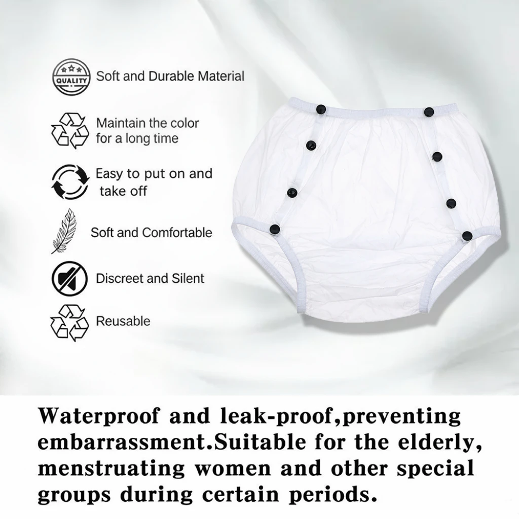 Unisex Adult Incontinence Underwear Shorts Soft Skin-Friendly Leakproof Washable Protective Panties For Urinary Incontinence