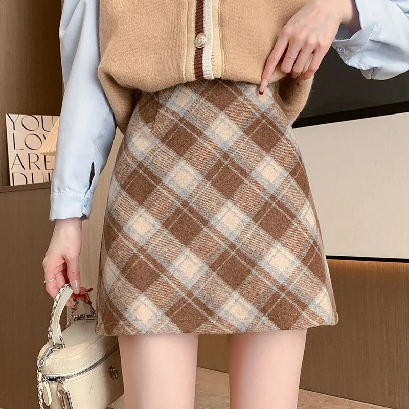 Abbigliamento Donna Gonne A Trapezio Di Lana Minigonne Scozzesi Autunno Inverno Per Le Donne Gonne A Vita Alta Stile Coreano Gonne Femminili
