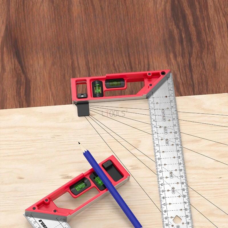 

Multifunctional Right Angle Ruler 90/45 ° High Precision Aluminum Positioning Marking Thickened Angle Ruler Woodworking Tool