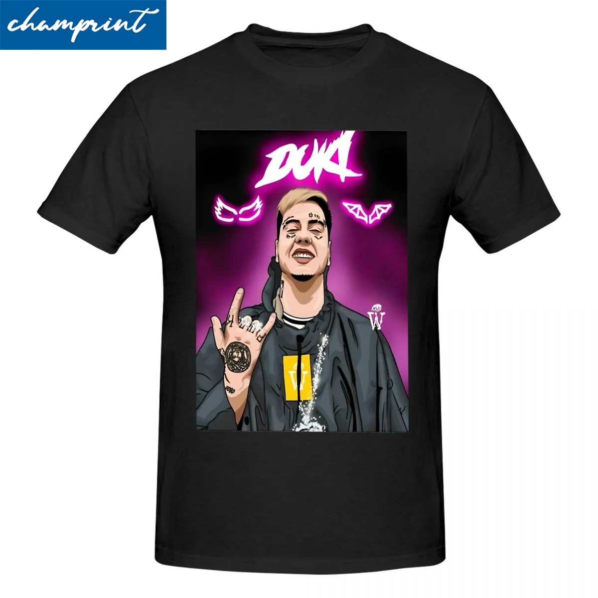 Rockstar Duki Trap Rapper Tshirt For Men Women Cotton Top Tee Kawaii Duko Music Argentine Music Round Neck Short Sleeve