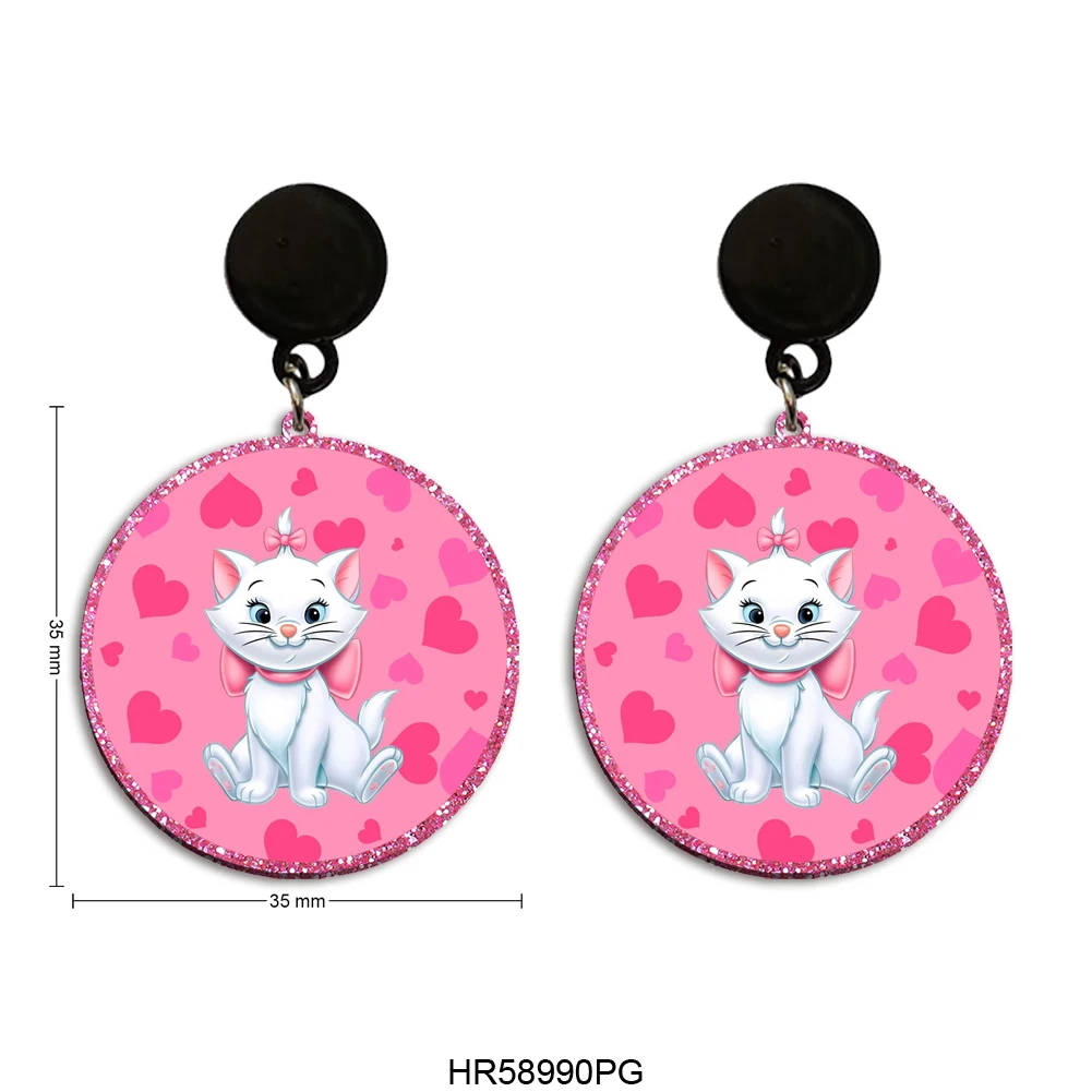 

Disney Marie Cat Inspired Earrings Pink Acrylic Cute Aristocats Jewelry Gifts For Women Girls Lightweight Drop Earrings