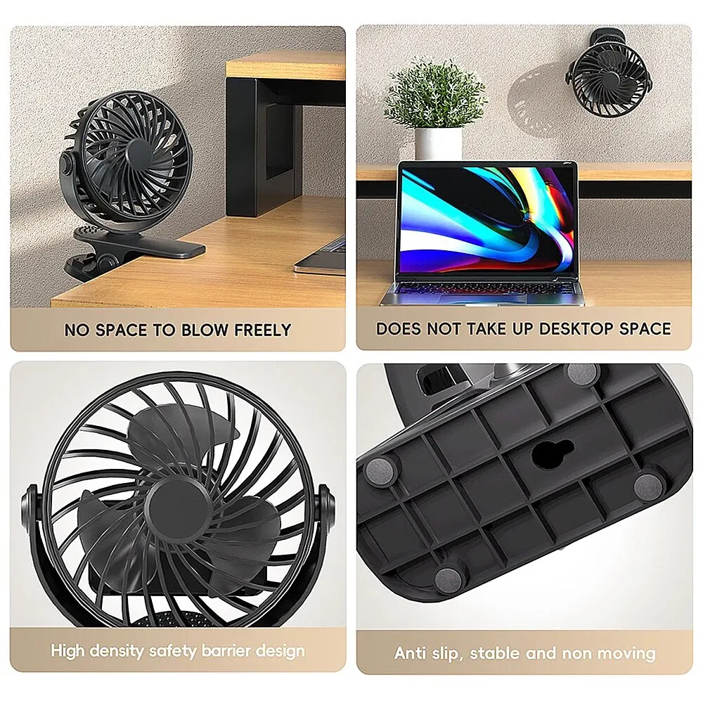 Rechargeable Fan 720° Rotating Hanging Clip Fan with Nightlight for Easy Portability Office Bedroom Dormitory Outdoor Small Fan image 5