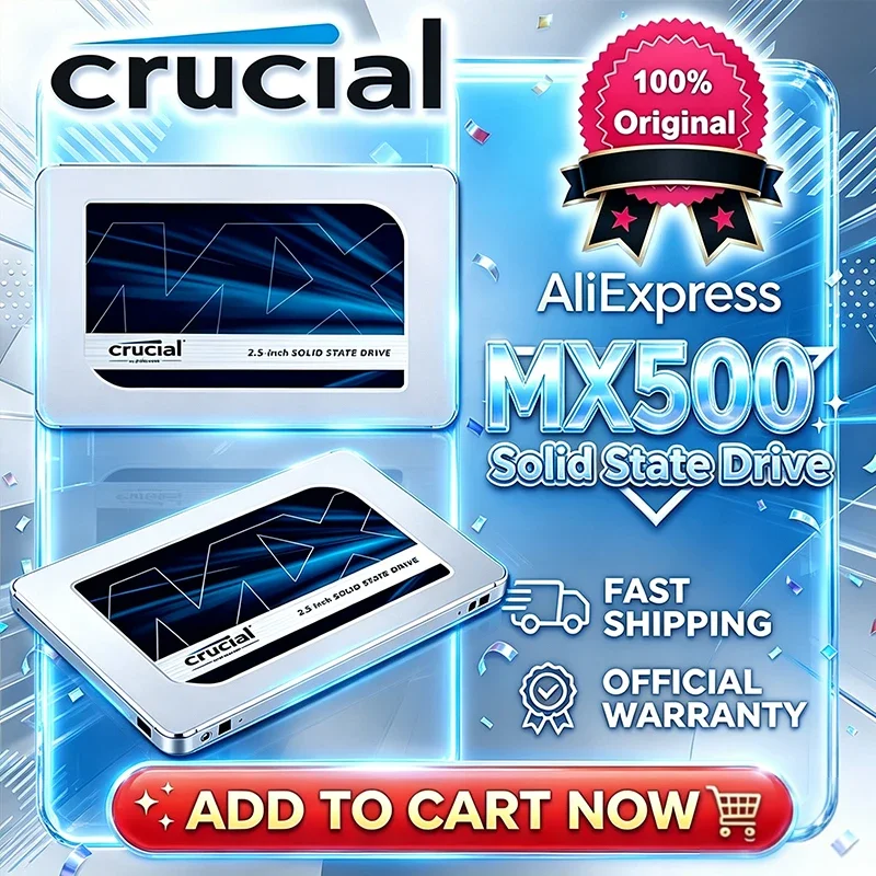 Unidad de estado sólido interna Crucial MX500 SSD de 1 TB, 2 TB, BX500 de 240 GB, 500 GB, 3D NAND SATA de 2,5 pulgadas, de alta velocidad, para disco duro de portátil.