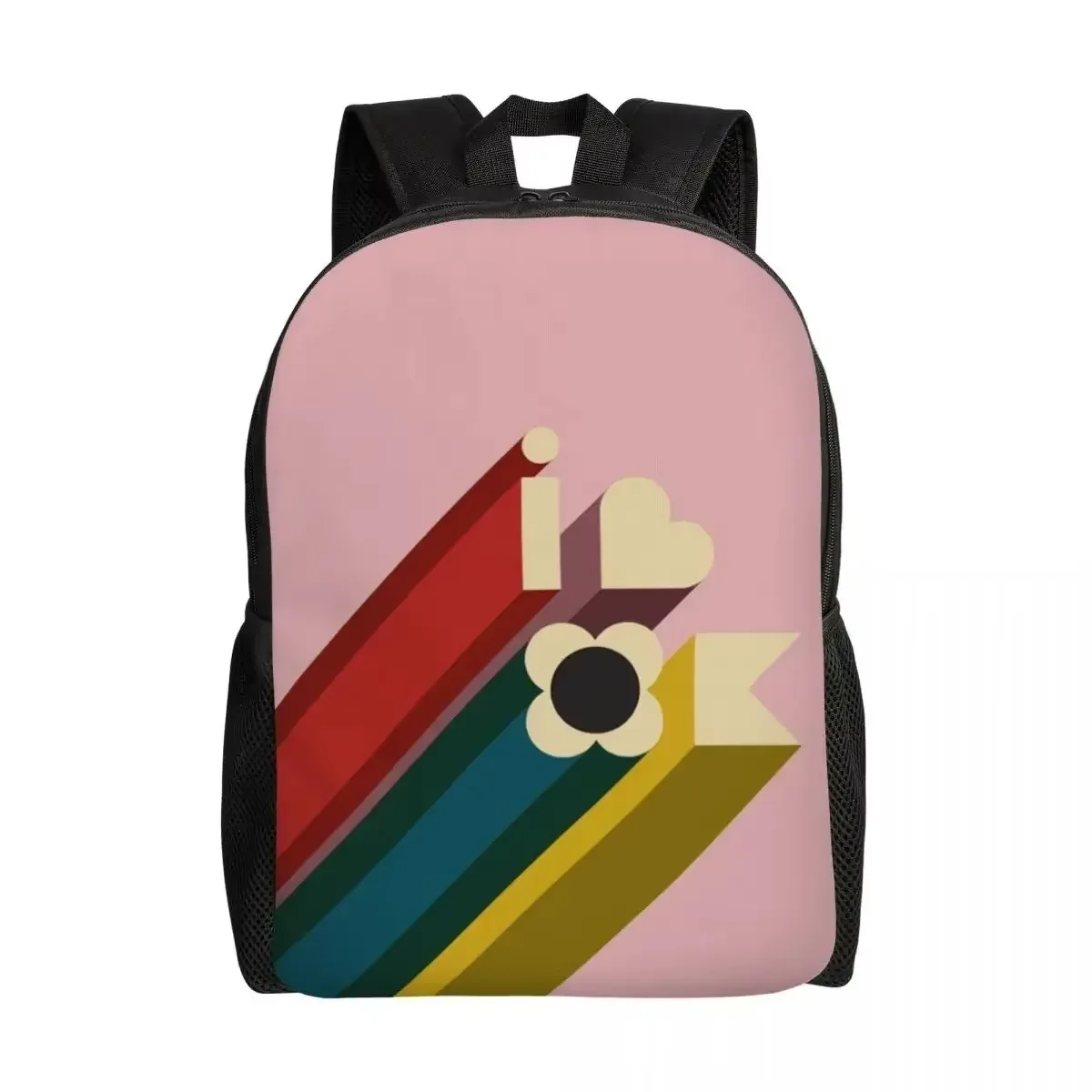 

Personalized Flower Shadow Dot Navy Backpacks Men Women Casual Bookbag for School College Orla Kiely Bags