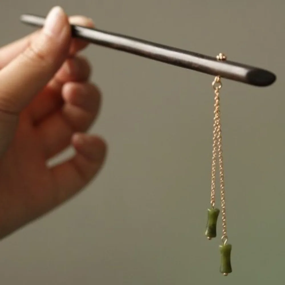 Épingle à cheveux de style chinois pour femme, anciers à cheveux Hanfu, fourche à cheveux féminine, accessoires en bois à pampilles, mode prairie traditionnelle, élégant