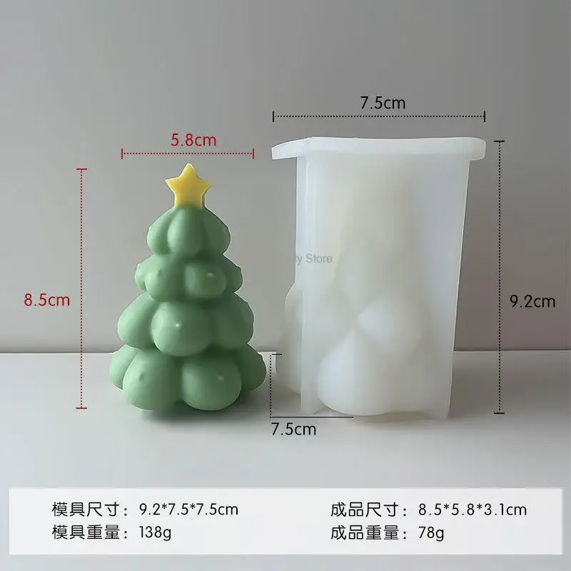 Star Christmas Tree Candle Silicone Mold Diy Christmas Decoration Aromatherapy Soybean Wax Mold Christmas Gift