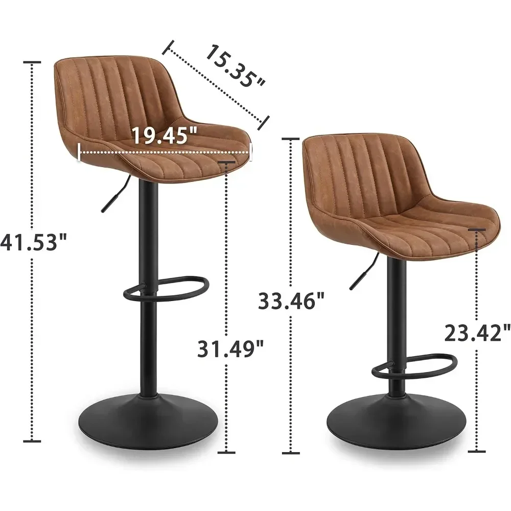 Набор из 4 барных стульев, современный поворотный барный стул из искусственной кожи середины века с регулируемой высотой, бар для паба на высоте