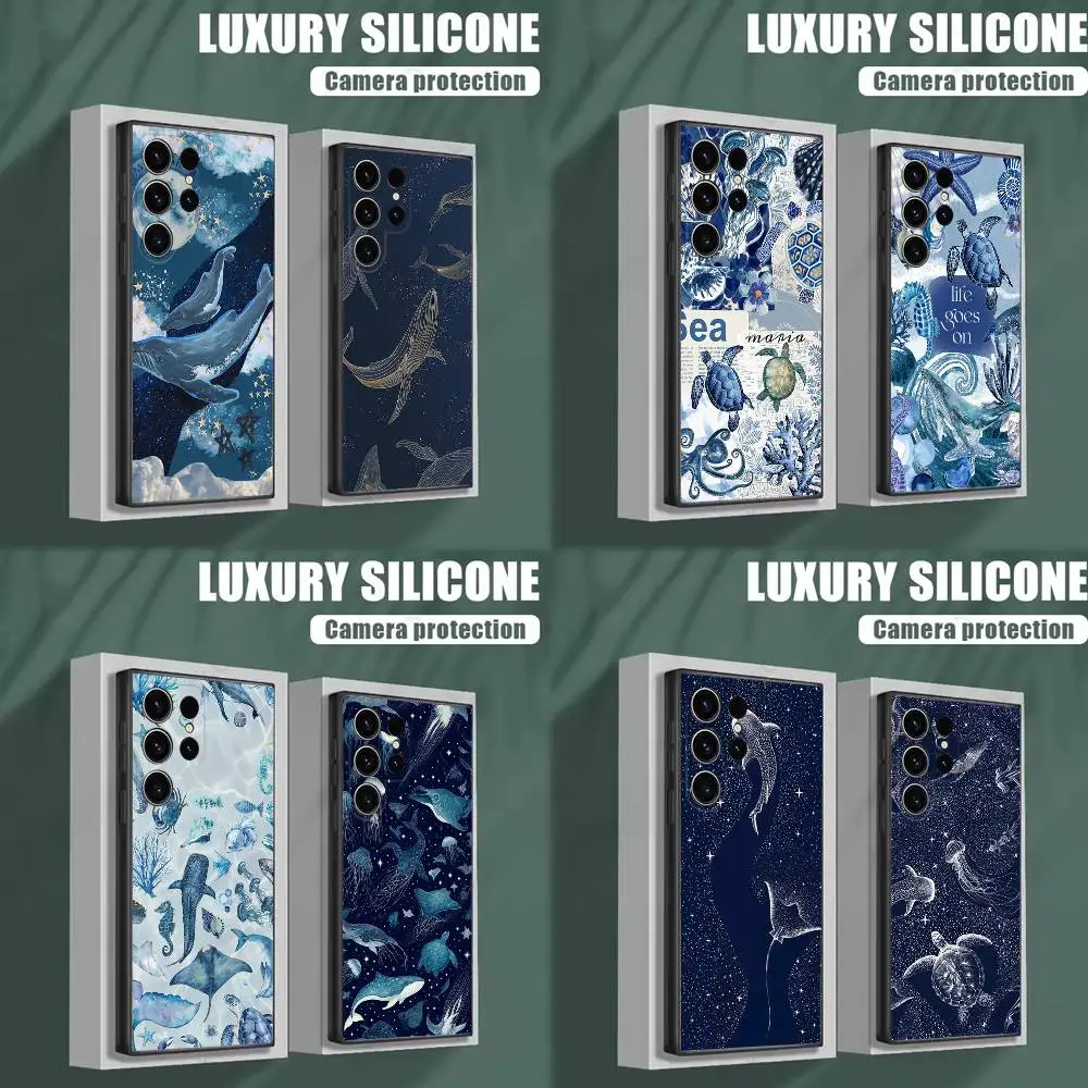 

ocean fish whales Phone Case For Samsung S25,S24,S23,S22,S21,S20,S10,Ultra,Plus,Lite,FE,Soft Silicone Black Cover