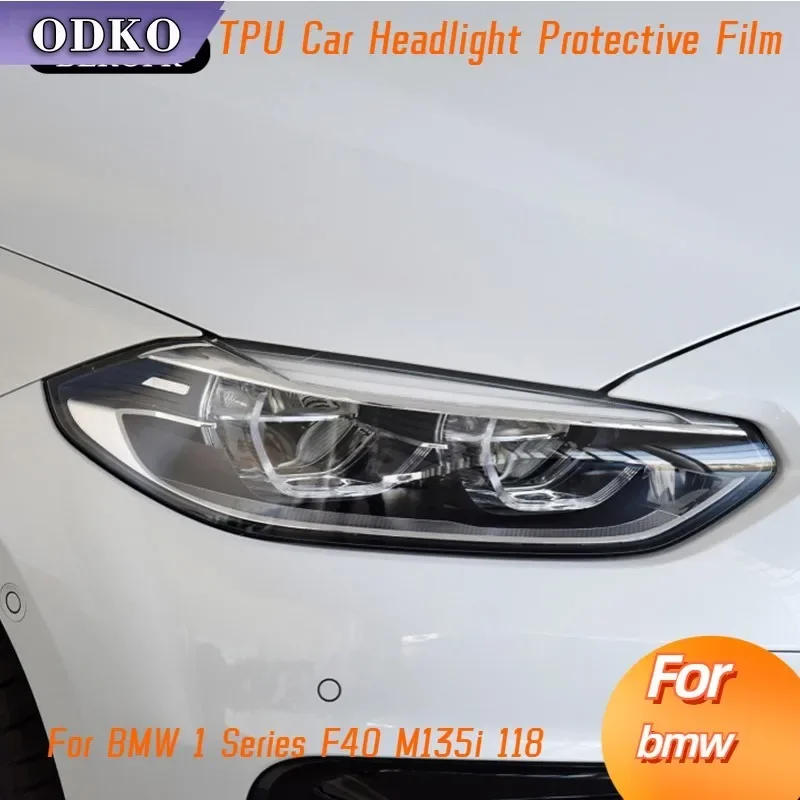 

For BMW 1 Series F40 M135i 118 Car Headlight Tint Smoke Black Protective Film Protection Transparent TPU Sticker Accessory