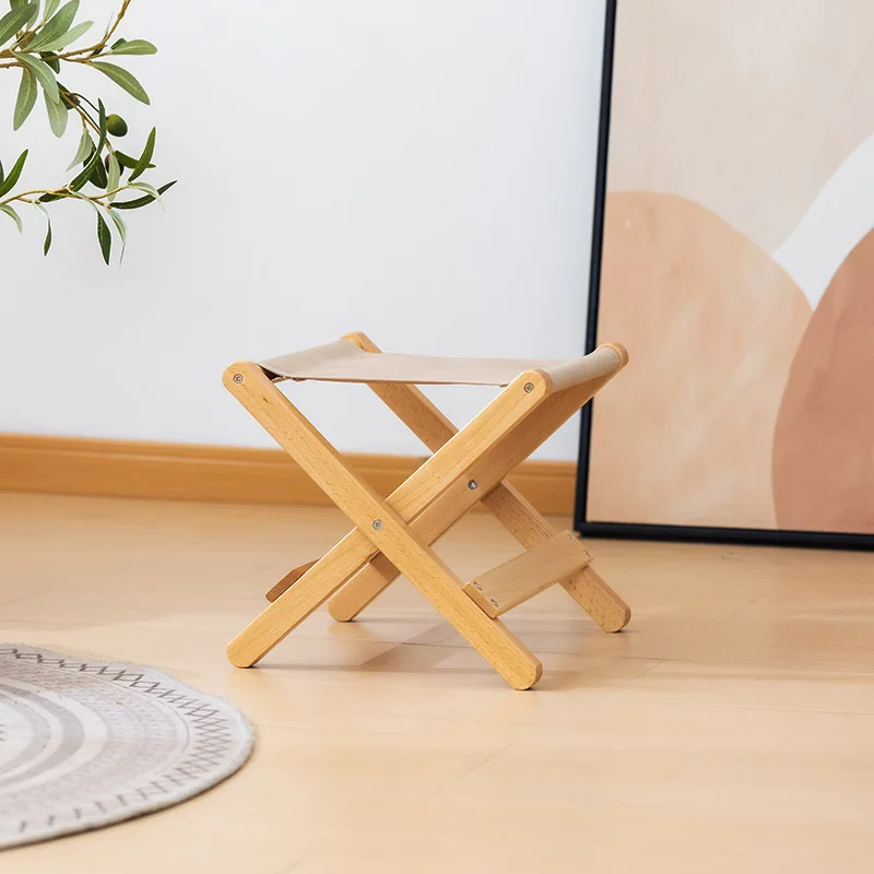 Fashion Creative Outdoor Foldable Solid Wood Stool, Portable Folding Stool For Travel And Fishing Household Low Stool