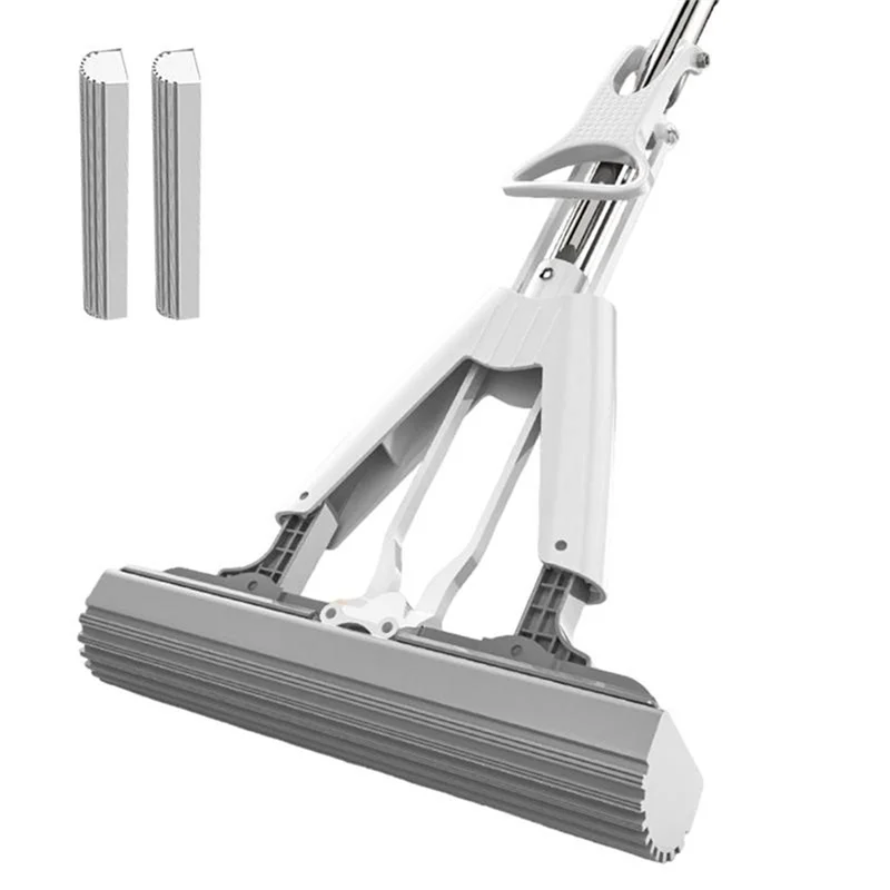 Portable Mini Mop Self-Squeeze Sponge Roller Super Absorbent Wet Dry Cleaning Tool Folding Hands-Free for Home Cleaning