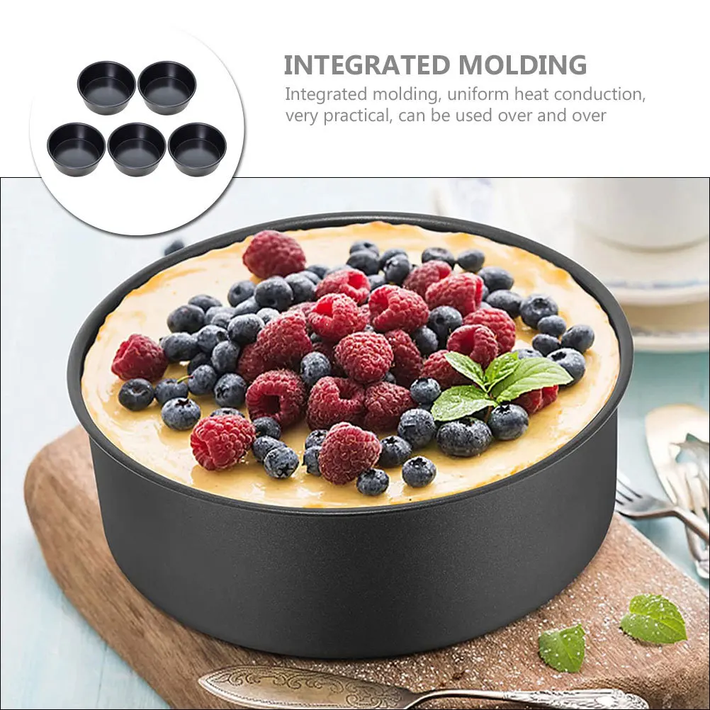 

5pcs Reusable Aluminum Alloy Baking Pans Round Nonstick Cake Molds 4 Inch Set Includes Cup Chiffon Cheese Mini Cake Tins Easy