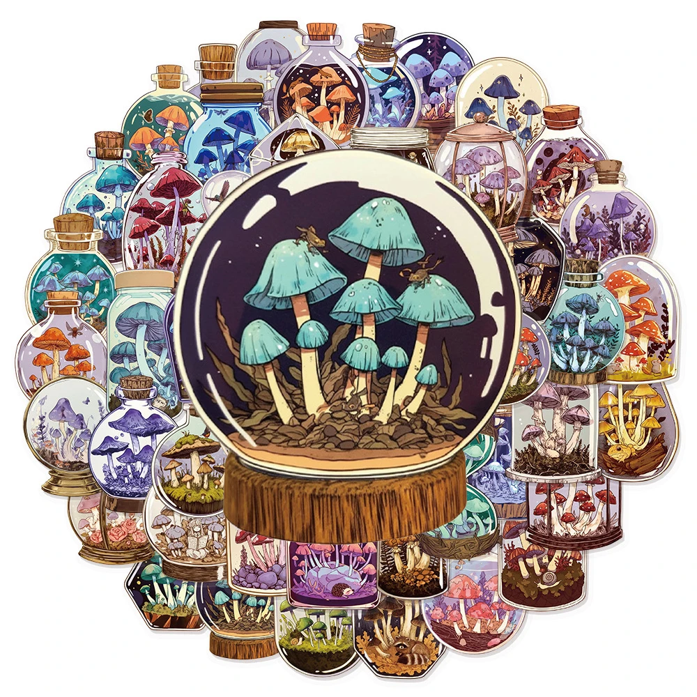 

10/30/50 шт., прозрачные милые наклейки на бутылку с грибами, забавные мультяшные наклейки, сделай сам, чемодан, телефон, гитара, граффити, наклейка для детей, игрушки