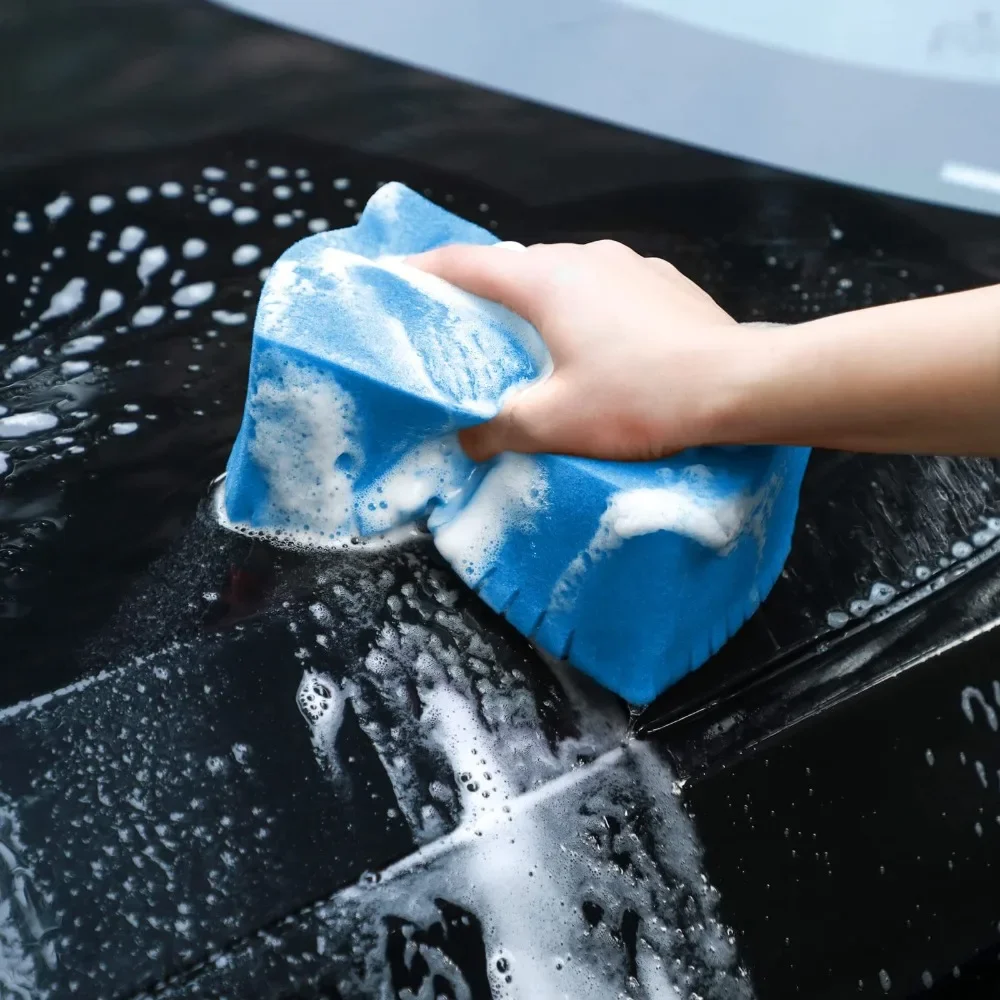 Car Wash Sponge Large Cross Cut Soft Foam Grid Super Absorbent Sponge Easy Grip Non Scratch Car Cleaning Tools Auto Accessories image 5