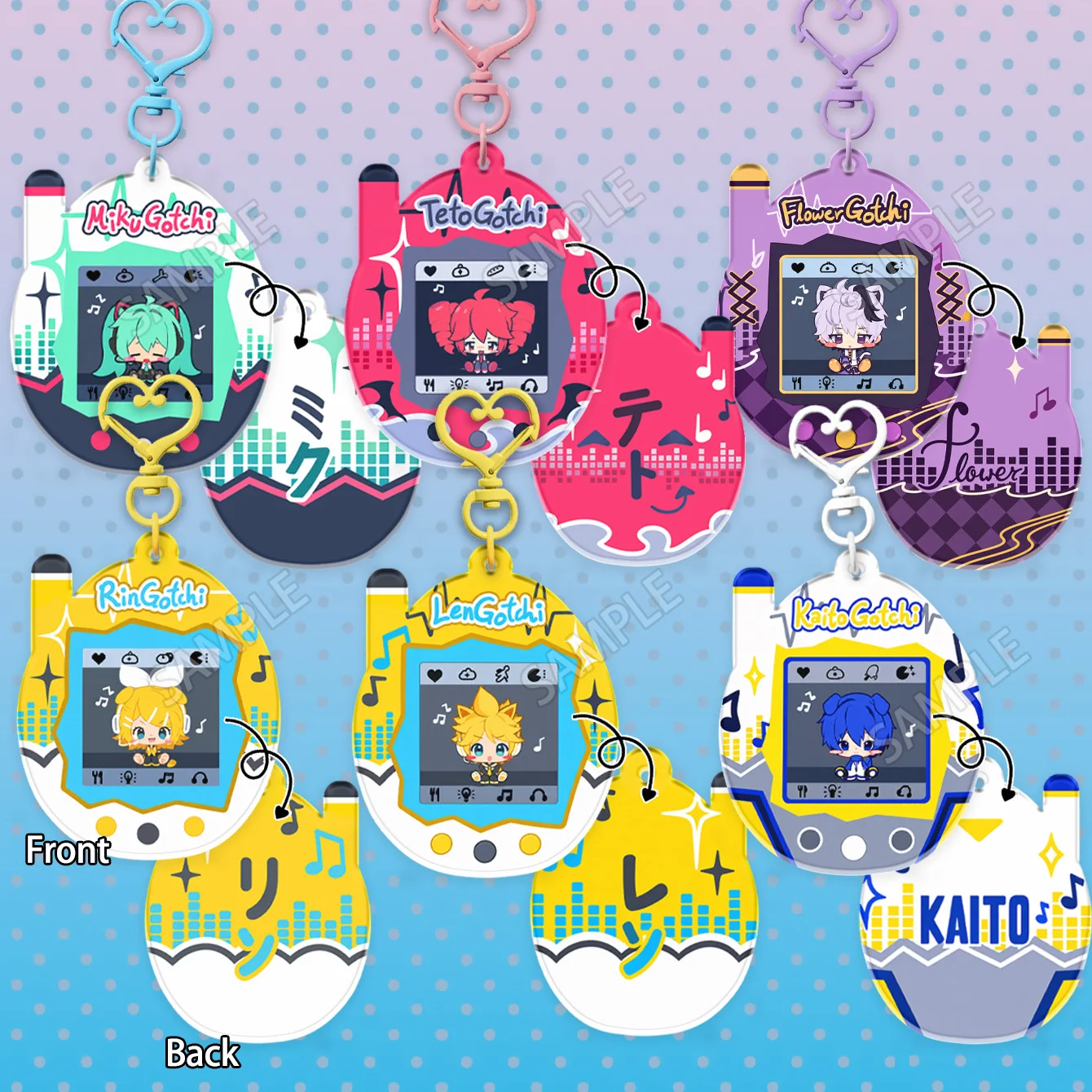 Porte-clés Vocaloid Tamagotchi, porte-clés de chanteur virtuel, porte-clés d’anime, Miku, Len, Rin, motif floral, Kaito, Teto, breloque pour sac, cadeau d’anniversaire.