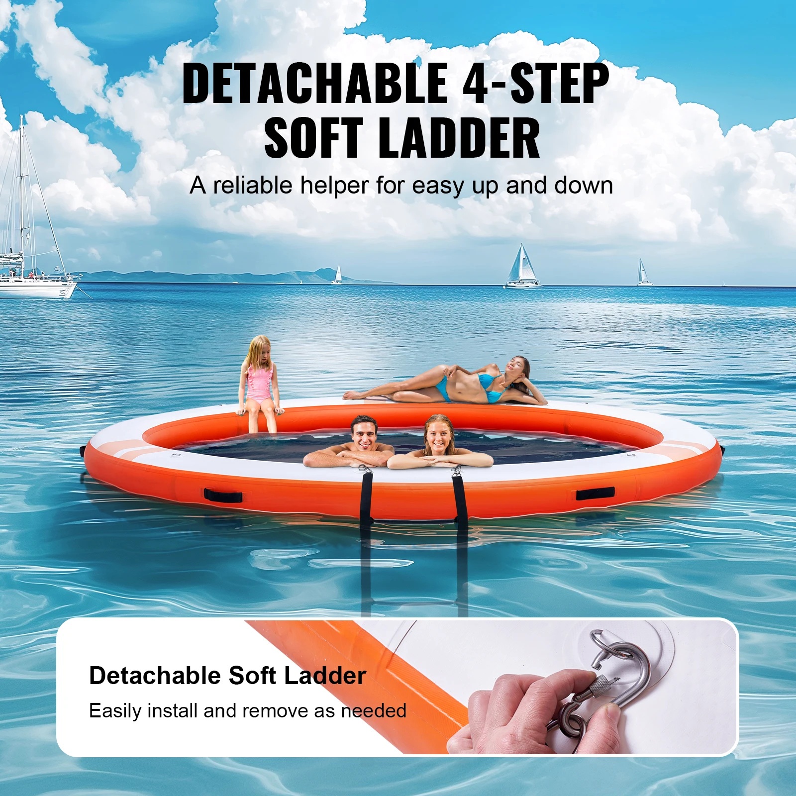 Inflatable Floating Dock 10x8FT Non-Slip Water Detachable Ladder Portable Carrying Bag Floating Platform Island Raft