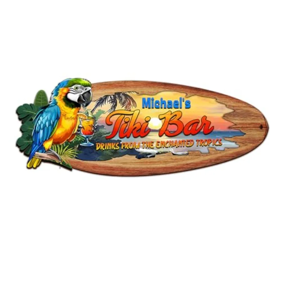 

THUYPT Personalized Tiki Sign Tiki Bar Decorations Tropical Tiki Wooden Sign for Summer Bar Tiki Huts Tiki Lounge Wooden Sign W