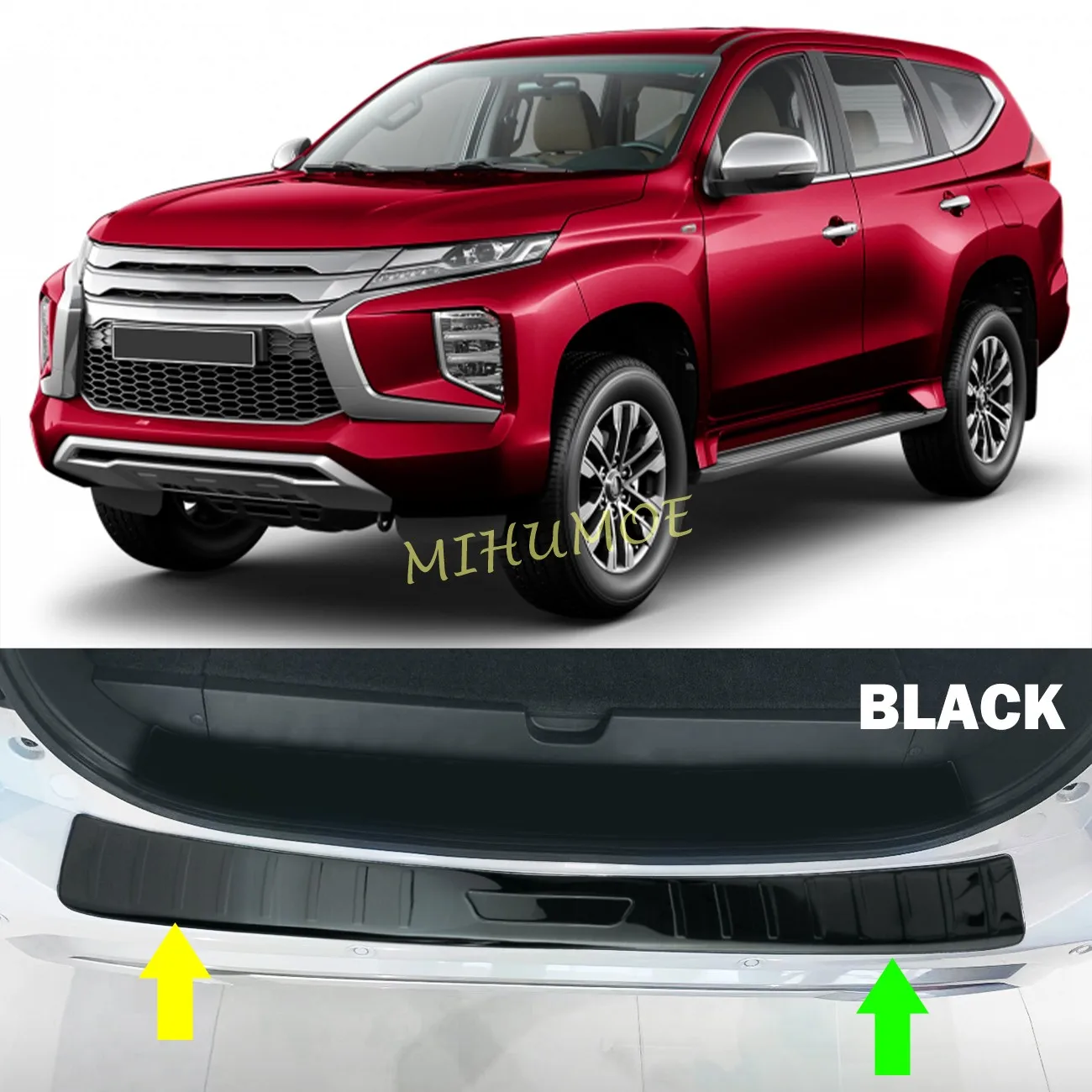 

For 2016-2025 Mitsubishi Pajero Sport Montero Sport Rear Bumper Protector Guard Cover Stainless Steel Black 2021 2022 2023 2024