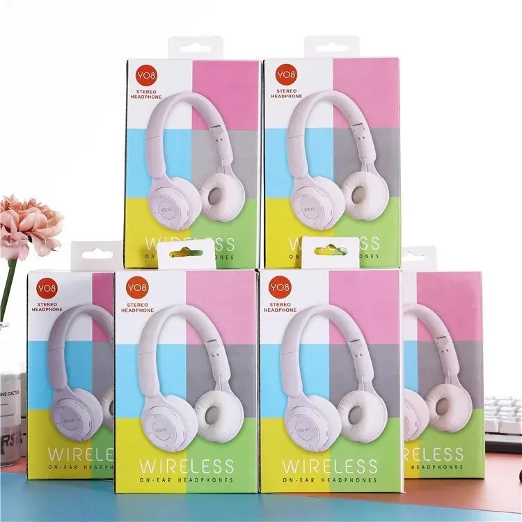 Y08 cuffie Bluetooth auricolare cuffie Wireless cuffie Stereo pieghevoli Sport Gaming Macaron cuffie per Android IOS