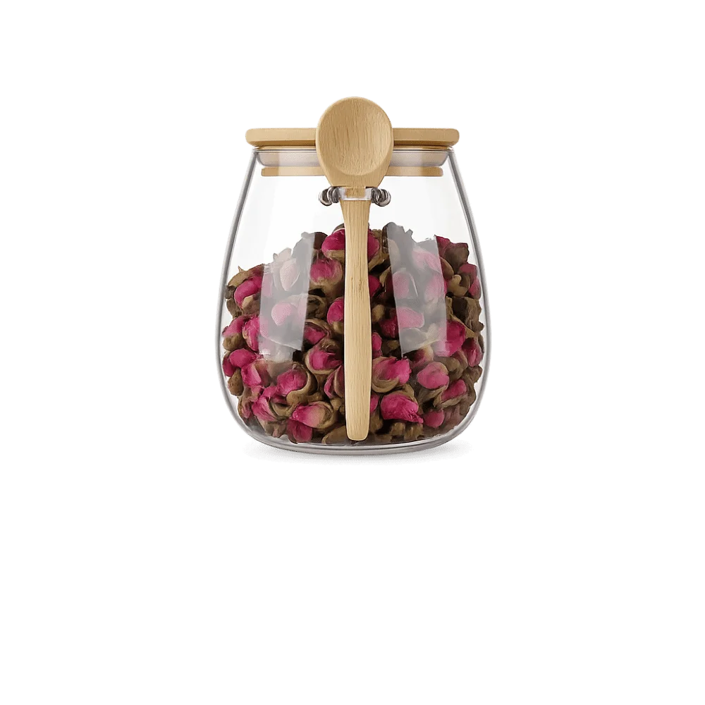 

Wide Mouth Glass Storage Jars Leak-Proof with Bamboo Lid Glass Storage Containers Transparent with A Spoon Kitchen Canisters Tea