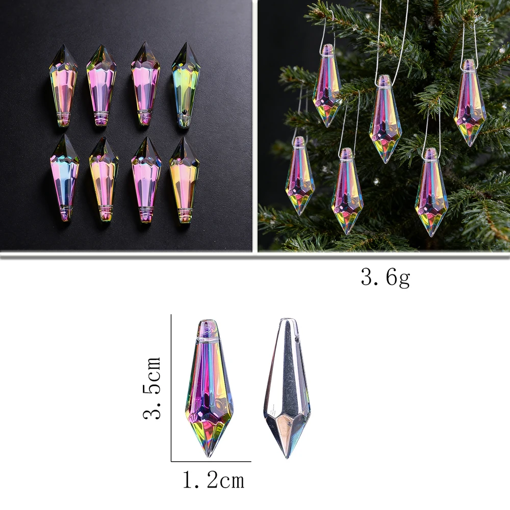 

Rainbow Crystal Pendant Teardrop Prism Hanging Ornament For Christmas Tree Window Curtain Car Decoration Gift For Women Friend