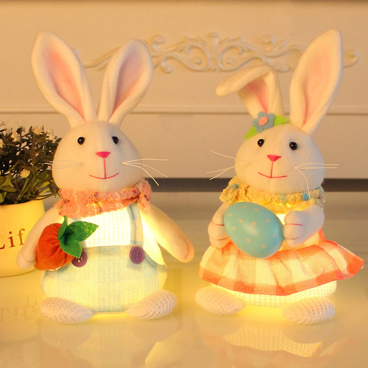 Rabbit Doll Ornament Happy Easter Decoration For Home Carrot Egg Bunny Easter Party Supplies DIY Craft Kids Gift Favor