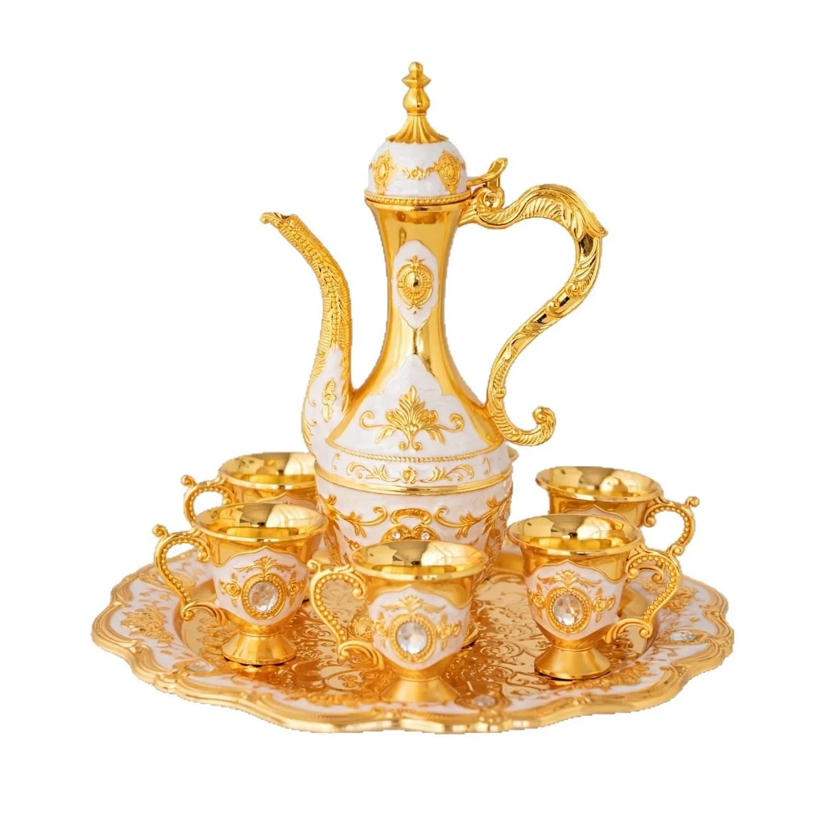 

Galvanized alloy hotel restaurant wine set, simple crystal gold wine set