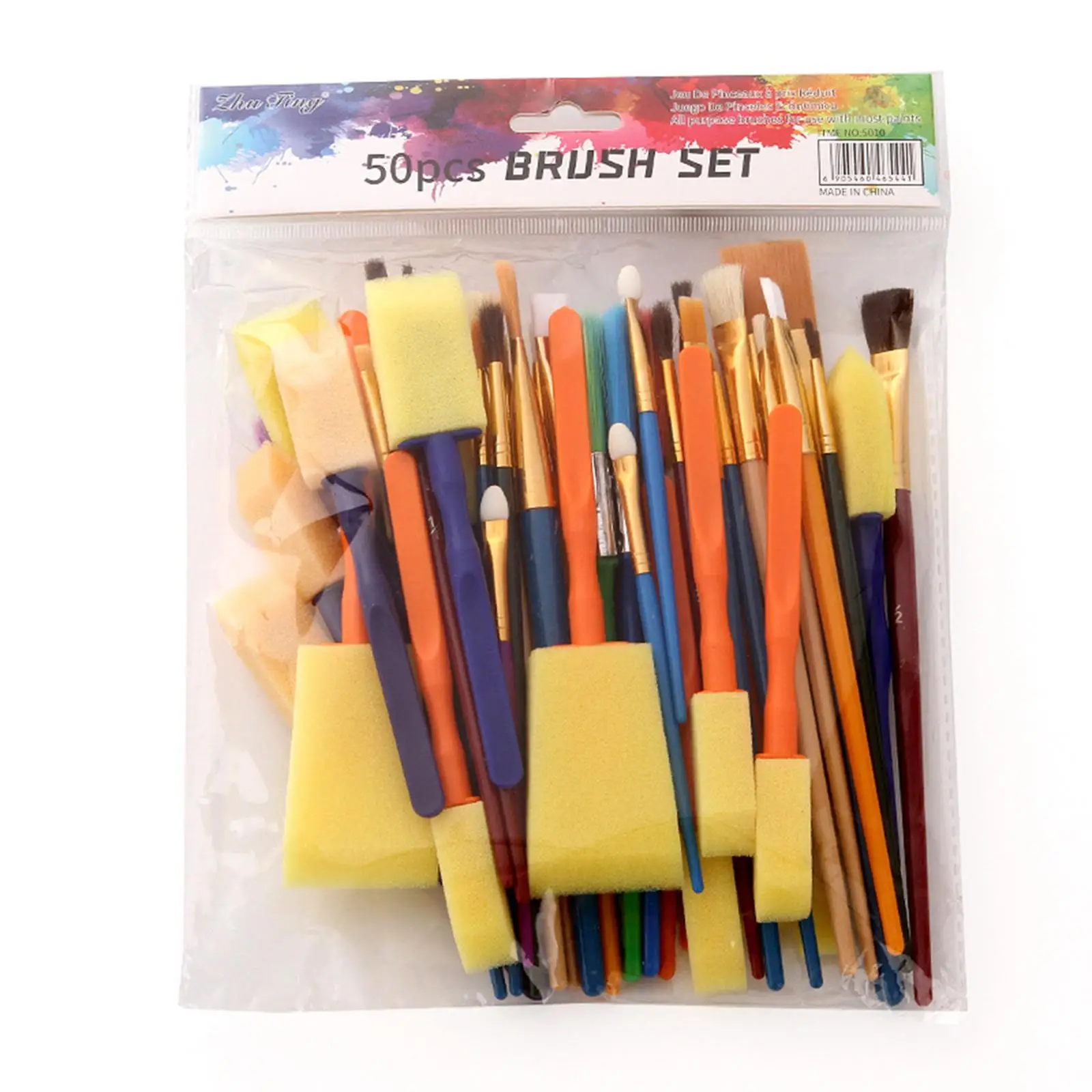 

50x Painting Brushes Set Wooden Handle Stencil Brush Paintbrushes for Oil Acrylic Miniature Detailing Watercolour Painting