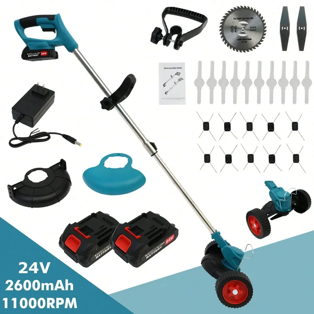 

Weeds Eater, 24V Cordless Weeds Wacker, Brush Cutter With 3 In 1 Grass Cutter String Trimmer Tool, 2Ah Rechargeable Battery Pow