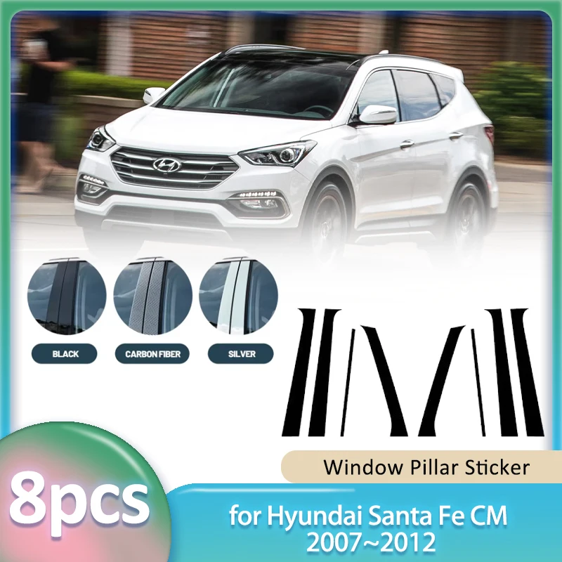 

Наклейка на окно для Hyundai Santa Fe CM 2007 ~ 2012 2008 2009, автомобильный ПК, материал B C, стойка, крышка, дверная наклейка, часть аксессуара