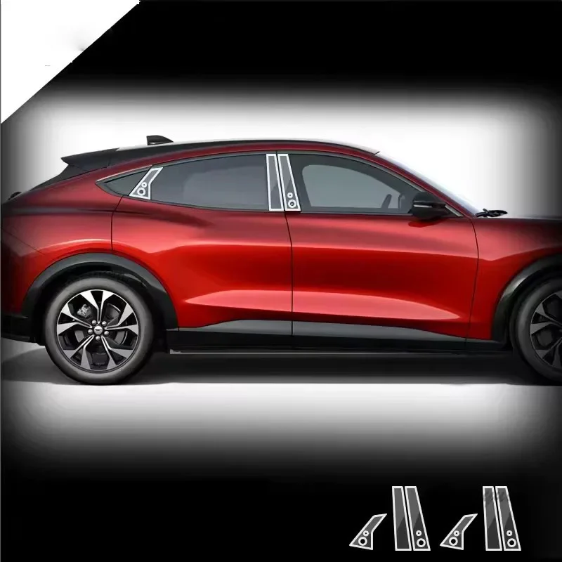 For Ford Mustang Mach-E TPU Transparent Protective Film Exterior Windows BC Center Pillar Trim Strip Car Sticker Accessories PPF