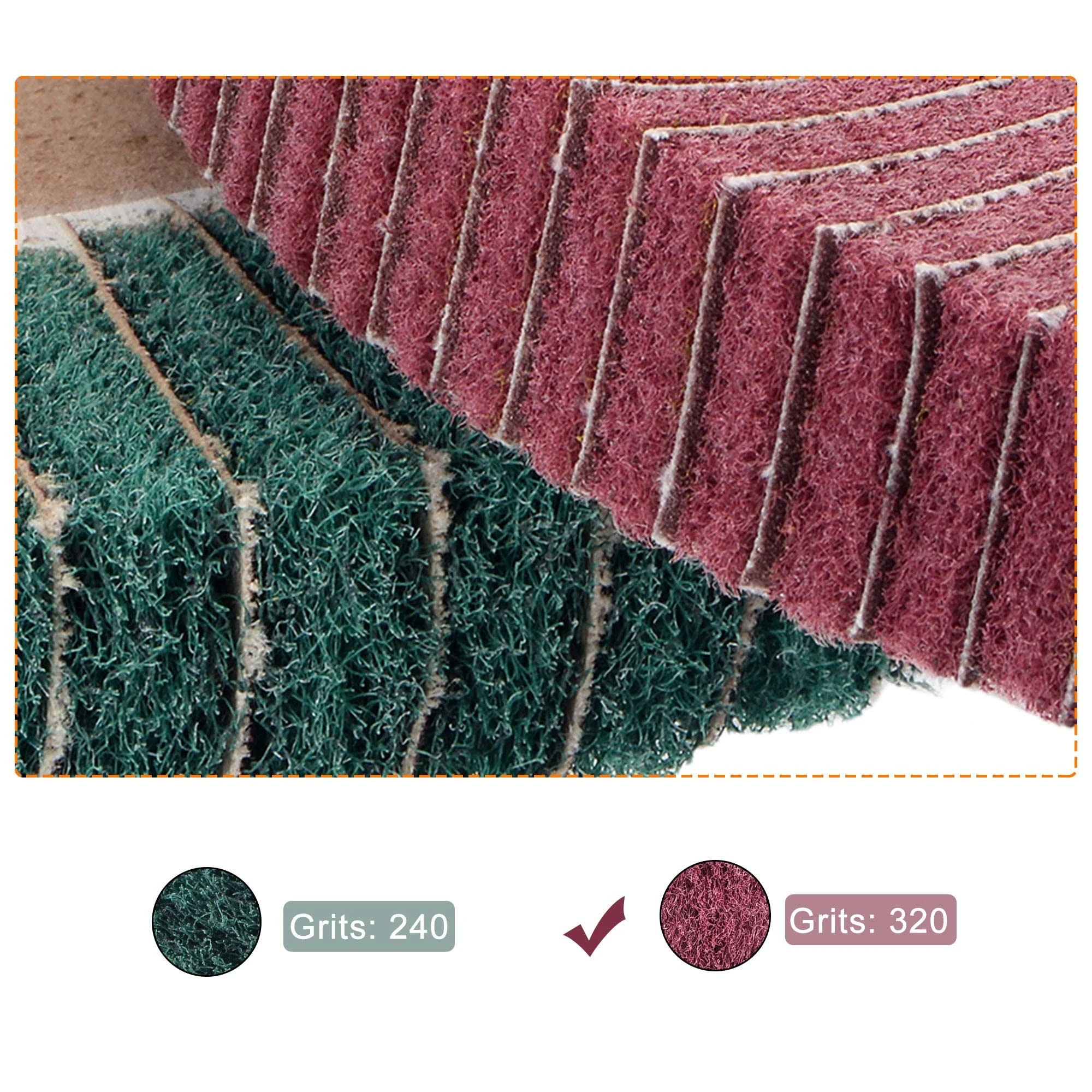 200mm x 25mm 180 grão de fibra de náilon moagem e polimento rodas de escovação de aço inoxidável para metal de aço inoxidável