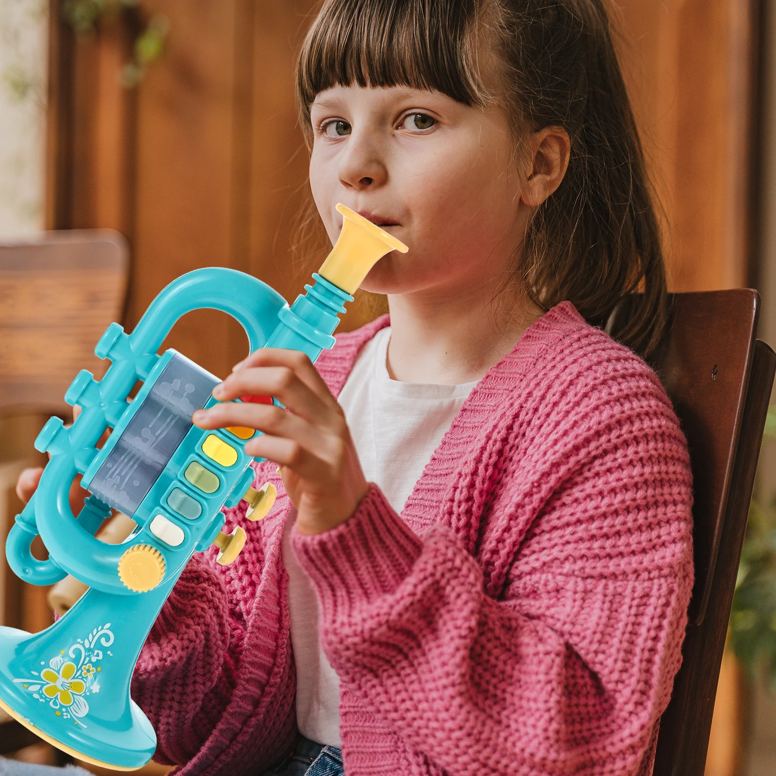 

Trumpet Musical Instrument Toy ABS Smooth Clear Sound Educational Plaything Room Decoration Music for Children