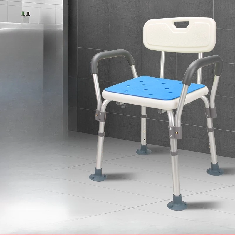 

Back Portable Shower Stool Handle Wheel Cute Wooden Shower Stool Restroom Elderly Sgabello Da Doccia Bathroom Furniture