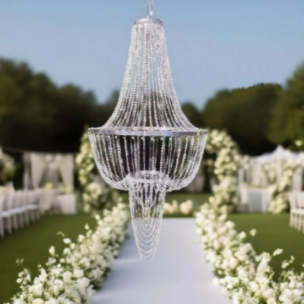 6pcs Wedding decoration items: acrylic bead curtains, ceiling lighting for the wedding venue, hanging decorations for the stage